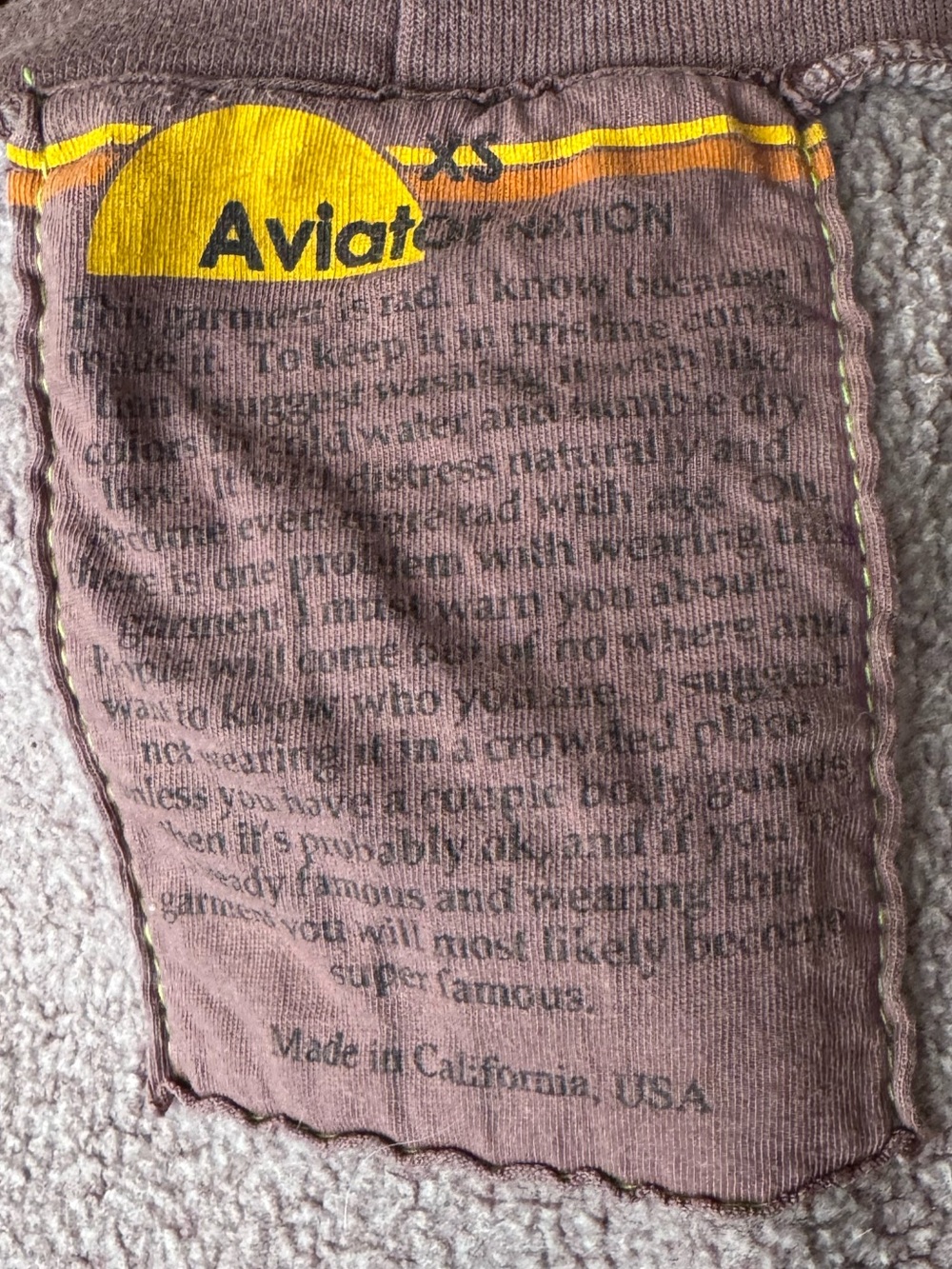 Aviator Nation Bolt Stitch 2 Zip Hoodie in Faded Mocha XS - Picture 14 of 15